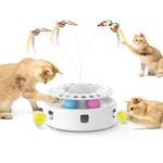 FYA Cat Toys 3 in 1 Automatic Interactive Kitten Toy, Fluttering Butterfly Toy for Cat Chase and Exercise, Moving Ambush Feather, Track Balls, Dual Power Supplies, USB Powered, Smart Standby