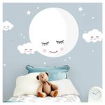 Little Deco DL245 Wall Sticker Moon and Clouds White I M – 69 x 38 cm (W x H) – Wall Tattoo for Baby Girl or Boy Room