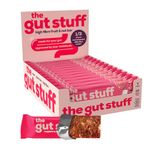 The Gut Stuff High Fibre Fruit & Nut Bars – Gut Friendly Snack, Gluten Free, Vegan, Low Calorie, All Natural - Raspberry & Coconut, 12 x 35g Box