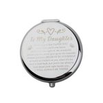 Daughter Compact Mirror Daughter Birthday Gift from Mom to My Daughter Sweet 16 Graduation Gift Pocket Mirror (Slive)