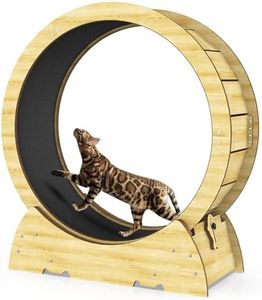 Gornoxblif Cat Exercise Wheel for Indoor Cats, 36" Cat Treadmill Wheel with Detachable Carpeted Runway, Natural Solid Wood Sturdy Running Wheel for Running/Training/Walking, Suitable for Most Cats
