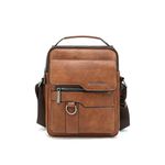 Small Crossbody Bag for Men Leather Shoulder Sling Bags Side Messenger Man Purse Handbag for Office Business Brown