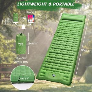 HiiPeak Ultralight Inflatable Sleeping Pad – Built-in Pump, Waterproof, Green