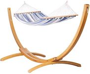 LA Siesta® Alisio Hammock with Spreader Bar & Elipso Stand, Outdoor Hammock with Stand Included Larch Wood Stand - Weatherproof Outdoor Hammock, 2 Person Hammock w/Stand - Max 355 Lbs, Sea Salt