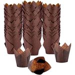 XP-ART 300PCS Tulip Cupcake Liners Medium Baking Cups Muffin Wrappers Perfect for Birthday Parties, Weddings, Baby Showers, Bakeries, Catering, Restaurants Standard Size (Brown)