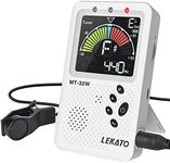 Metronome Tuner, Rechargeable 3 In 1 Digital Metronome with Vocal Count, Tone Generator Tuners for Guitar, Bass, Violin, Ukulele, Chromatic, Clarinet, Trumpet, Flute, All Instruments, White by LEKATO