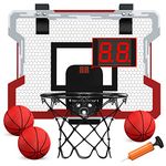 QDRAGON Basketball Hoop Indoor for Kids, Mini Basketball Hoop with 3 Balls/Electronic Scorer, Over The Door Basketball Hoop Toys Gifts for Boys Girls