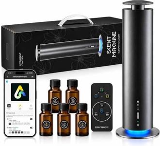 QANGBOOM Waterless Essential Oil Diffuser - 2000 Sq Ft, 5 x 20ml Oils | 3 Mist Levels, 9-Hour Battery, Bluetooth & Remote, Smart Cordless 120ml Portable Quiet Scent Diffuser for Home Office Hotel