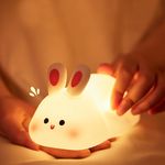 URAQT Bunny Baby Night Light, Portable LED Baby Night Light Kids Night Lamp, USB Chargeable Battery Silicone Kawaii Baby Sleep Lights for Children Kids Baby Boy Gifts Cute Room Decor Bedroom Decor