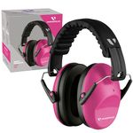 Vanderfields Earmuffs for Kids – Hearing Protection Muffs for Children Small Adults Women Foldable Design Ear Defenders Protector with Adjustable Padded Headband for Optimal Noise Reduction - Pink