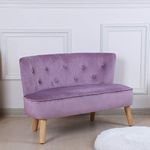 Childrens Sofa Couch, 2 Seater Kid Couch, Kid Upholstered Chair with Velvet Fabric for Childrens Gift (Purple)