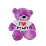 Hug'n'Feel® Soft Toys Big Teddy Bear Wearing I Love My Wife T-Shirt 5 feet Purple_T Shirt_I Love My Wife Plush & Stuffed Toys