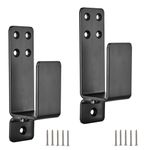 Door Barricade Brackets, Granmagazz 2 Pcs Door Latch Safety Bracket, Drop Open Bar Holder for Home Security, Bar Brackets Prevent Unauthorized Entry, Carbon Steel,Black