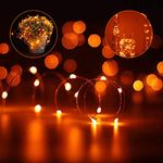 ANGMLN 2 Pack Orange Led Fairy String Lights Battery Operated 3M 30LED Copper Wire Firefly Small Starry String Lights for Fireplace Log Burner DIY Arts Jars Halloween Party Home Indoor Outdoor Decor