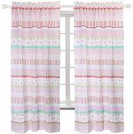 Cozy Line Home Fashions Peace & Love Flower Polka Dot Stripe Plaid Ruffled Pink Blue Green White Cotton Window Curtain Panel 84" Drapes