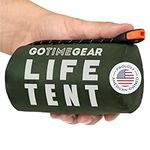 Go Time Gear Life Tent Emergency Survival Shelter – 2 Person Bivy Tent – Use As Survival Tent, Emergency Tent, Survival Bag, Survival Tarp, Bivy Sack - with Survival Whistle & 20FT Paracord (Green)