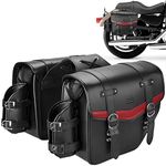 KEMIMOTO Motorcycle Saddle Bags Leather Motorcycle Saddlebags, Waterproof Saddlebags With Cup Holder 18L Capacity Powersports Scooter Saddle Bags Compatible with Softail Dyna Road King Universal