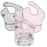Bumkins SuperBib, Baby Bib, Waterproof, Washable Fabric, Fits Babies and Toddlers 6-24 Months - Love You Bunches (3-Pack)