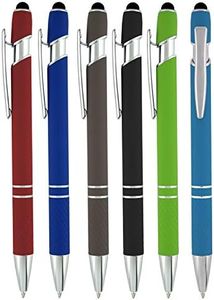 Stylus Pens -Capactive Styli pen with Ballpoint Black Ink Writing- Sensitive rubber tip for Your Phone- compatible with most touch screen Devices-Assorted Colors-pen and stylus combo, 6 Pack