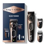 King C. Gillette Beard Trimmer Full Kit with 40 beard length settings and Washable Lifetime Sharp Blade for fast and easy trimming