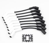 Dasbecan 9070C Spark Plug Wire Extreme 9000 Ceramic Boot Compatible with GM LS3 LS4 LS7 Engines(Black White, 8pcs)