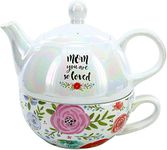 Pavilion Gift Company Mom You Are So Loved - Floral And Iridescent Tea For One Set, 14.5 oz