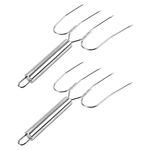 generic 2Pcs Turkey Lifter Forks Stainless Steel Poultry Lifters Set Carving Fork Meat Fork Barbecue Forks Roasting Sticks Heavy Duty for BBQ Roast Ham Chicken Silver