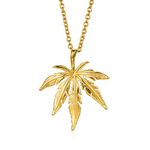 IFUAQZ Stainless Steel Hip Hop Marijuana Weed Leaf Tag Pendant Necklace for Men Women Free 24inch Chain, Metal