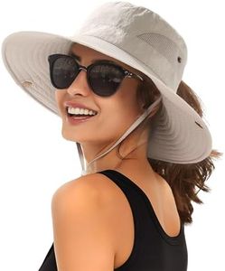 FURTALK Womens Sun Hat Beach Summer Wide Brim UPF 50+ Outdoor Protection Foldable Lightweight Ponytail Bucket Hat Beige, One Size