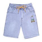 DUPER Boys Regular fit,Shorts,Drawstring Waistband,Stretchable Soft Denim,Light Faded,Above Knee Length (Dusty Blue, 7-8 Years)