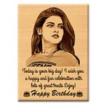 GFTBX 'Happy Birthday' Personalized Engraved Rectangular Wooden Photo Plaque Gift For Girlfriend (5 X 4 Inches, Brown)(Tabletop)