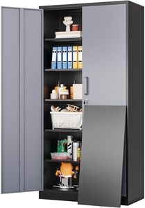 SISESOL Metal Storage Cabinets Locker with 5 Adjustable Shelf,72" Large Garage Storage Cabinet with Lock,Metal Cabinet with Locking Doors,Steel Cabinet,Lockable Storage Cabinet for Home,Office,Garage