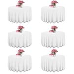 Kapwall 6 Pack White Round Table Cloth - 120Inch (304cm) Quality Tablecloth Table Cover for Wedding/Banquet/Restaurant/Party.