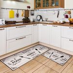 WERNNSAI Kitchen Rugs Set of 2 - Kitchen Mat Cushioned Non-Slip Waterproof Kitchen Rug Home Decoration Kitchen Rug for Bedroom Bathroom Door Entrance 43 x 119cm + 43 x 76cm (Wooden Color)