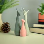 URBAN SENSE | Deer Family Showpieces | Decorative Item for Home Living Room Antique Artpiece for TV Unit Centre Table | Housewarming Gift (Light Green & Pink)