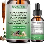 Wormwood Black Walnut and Clove Herbal Drop - Intestinal Health for Humans - Rapid Gut Cleanse & Digestive Health, for Gut Detox Cleanse and Digestive Well-Being - Alcohol-Free, 60ml