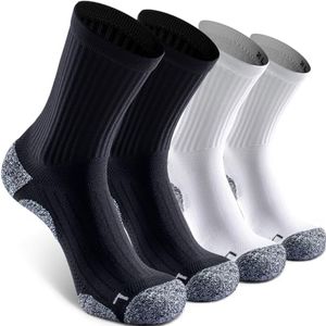 SITOISBE Cushioned Compression Unisex Mid-crew Socks 4-Pack, Medium, Black White