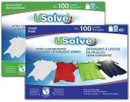 Usolve New Eco-Friendly Laundry Detergent Strips (2 Pack Combo, Up to 200 Loads) , Ultra Concentrated. More Convenient than Pods, Pacs, Liquids or Powders -Total 100 Count - Great for Home, Dorm, Travel, Camping & Hand-Washing.