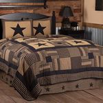 VHC Brands, Black Check Star, Cotton, 105Wx95L x 21x37, King Quilt w/ 2 Shams Set, Black