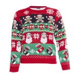 NOROZE Boys Christmas Jumper 3D Kids Bird Reindeer Retro Unisex Xmas Santa Snowman Penguin Pullover Sweater, Christmas Sweater Girls (11/12 Years, Gingerbread Bell Red)