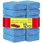 Sukh Microfiber Rectangle Sponge Detailing Pads - Microfiber Wax Foam Applicator Pads for Car Wax Applicator Pad 4.72x3.15 inch 12 Pack-Blue