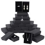 BENECREAT 24 Pack Kraft Square Cardboard Jewelry Boxes Necklace Earring Gift Box for Jewelry, Wedding Party, Christmas Packaging, 2.1x3.4x1.1inch, Black