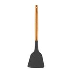 Spatlus Woodtula Silicone Spatula Turner Heat Resistant up to 445°F, Wooden Handle Flexible Non-Stick Non-Scratch Spatula, for Flipping Eggs, Burgers, Pancake, Omelet, Crepes and More 32 cm Grey