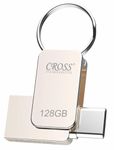 CROSS® Pendrive 2 in 1 Flash Drive with USB A, Type-C Interface Mini Hangable PenDrive for iOS & Android Compatible with Phone, Pad, Android, PC and More(128 GB, CROSS 2 in 1 USB - Type-C PENDRIVE)