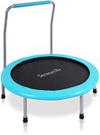 SereneLife Portable & Foldable Trampoline - 36” Sports Trampoline for Indoor Outdoor, Professional Round Jumping Cardio Trampoline – Safe for Kid w/Padded Frame Cover and Handlebar