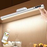 Hapfish Battery Powered Operated Wall Strip Lights, Rechargeable Magnetic LED Light Bar with Remote Control, Dimmable Desk Lamp, Under Cabinet Lighting Wireless for Picture Shelf Closet – Silver