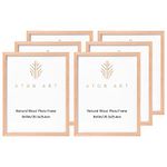 ATOBART 8x10 Solid Wood Picture Frames, 6 Pack OAK Photo Frame Set with Real Glass Cover, Natural Wood Color Frames, for Wall Mounting or Tabletop Display