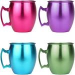 Arora Metal Anodized Multi-Colored Blue, Red, Green, Purple Moscow Mule Mug Set | Best Aluminum Cocktail Drink Mug | 18oz Mug | Set of 4