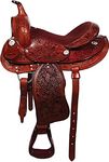 Silverline 12" Premium Leather Western Saddle for Kids, Chestnut