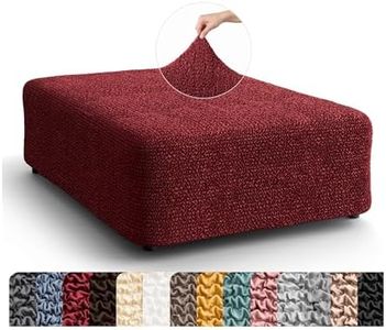 PAULATO BY GA.I.CO. Stretch Ottoman Slipcover 1-Piece – Bi-Elastic Foot Stool Cover for Square or Rectangle Pouf – Furniture Protector Machine Washable – Burgundy (1. Large)